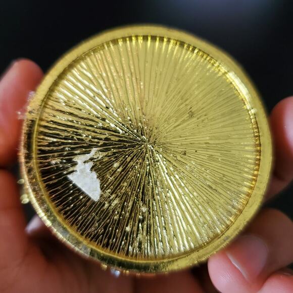 Orange Metal Fish Bone Trinket Box with Rhinestone Accent Coastal Vanity - Picture 4 of 7